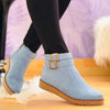 Women'S Round Toe Platform Suede Low Top Metal Buckle Ankle Boots 70248842C