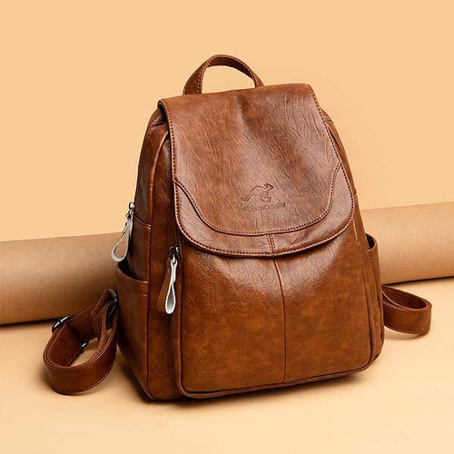 Women'S Fashion Vintage Soft Leather Casual Backpack 67438970C