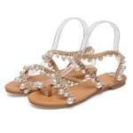 Women'S Roman Sandals Flat Pearl Sandals 07587230C