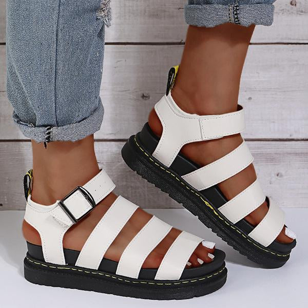 Women's Buckle Thick Sole Soft Sole Flat Sports Sandals 89551284C