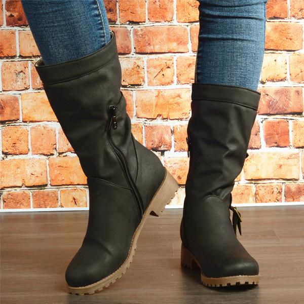 Women'S Autumn/Winter Low Heel Mid Cavalier Boots 47082081