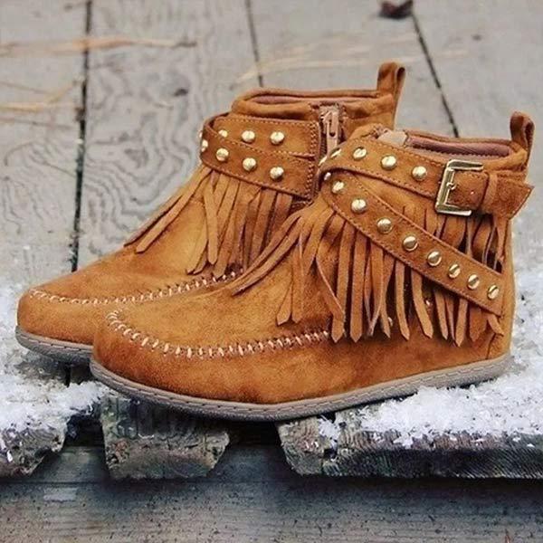 Women'S Flat Fringed Ankle Boots 91211085C