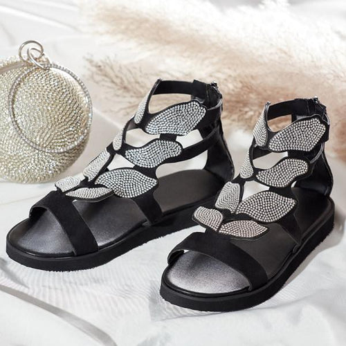 Women'S Fashion Flat Bow Rhinestone Sandals 09008747