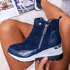Women'S High Top Platform Round Toe Side Zip Casual Sneakers 62683642