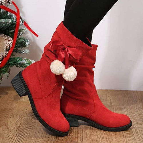 Women'S Round Toe Suede Mid Boots 48068676C