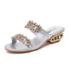 Women'S Fashion Rhinestone Square Heel Open Toe Slippers 45307560C