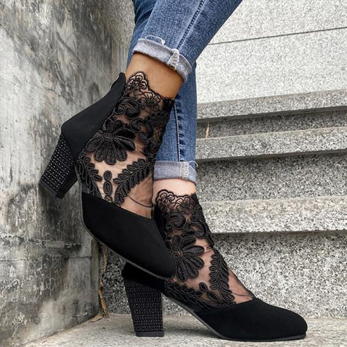 Women'S Lace Mesh High Heels 91553517