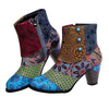 Women'S High Heel Block Heel Print Ankle Boots 98466130