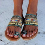 Women'S Bohemian Open Toe Flat Slides 56713018C