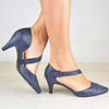 Women'S Retro Middle Heel Velcro Sandals 31423910C