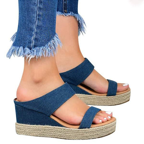 Women'S Casual Wedge Hemp Rope Sandals 53700406C