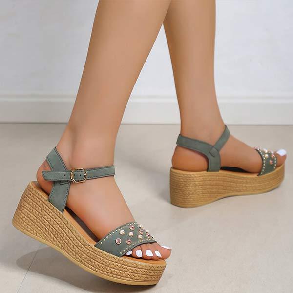 Women'S Comfortable Rivet Wedge Sandals 35575500C