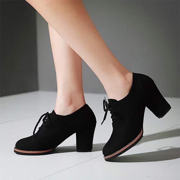 Women'S Lace-Up Chunky Heels 61072670C