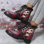 Women'S Skull Print Low Heel Martin Boots 26508445C
