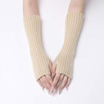 Knitted Warm Half Finger Fingerless Arm Sleeves 70444179C