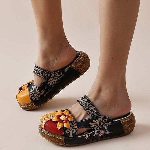 Women'S Ethnic Vintage Flower Slippers 37008565C