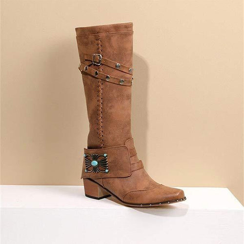 Women'S Vintage Belt Buckle Tall Boots 72427539C