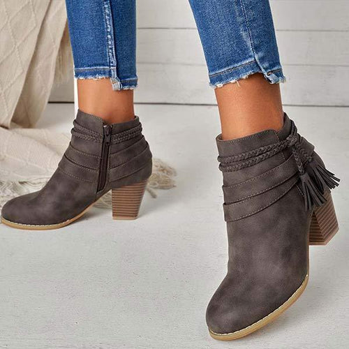 Women'S Fringed Fashion Low Boots 19033434C