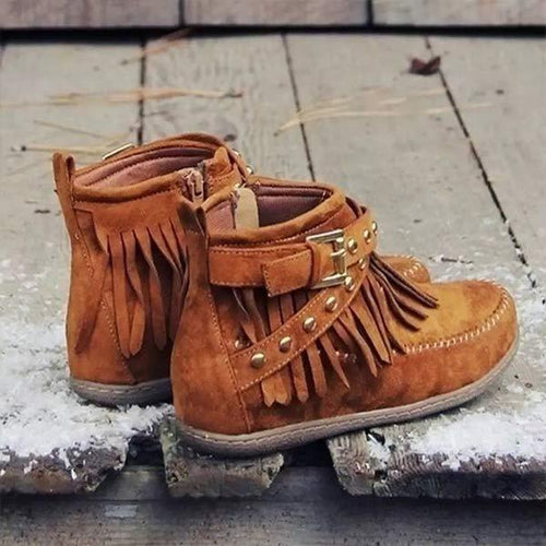 Women'S Flat Fringed Ankle Boots 91211085C