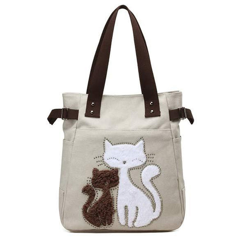 Women'S Cute Cat One Shoulder Casual Canvas Bag 92552559C