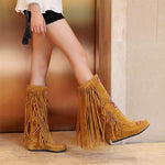 Women'S Ethnic Style Tassel Boots Flat Inner Boost High School Boots 42863239C