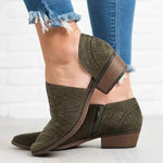 Women'S Cutout Side Zip Block Heel Shoes 45883018C