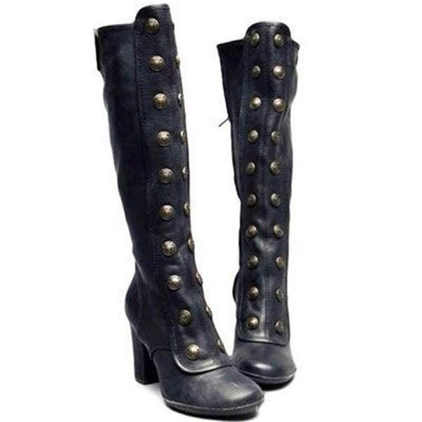 Women'S Vintage Chunky Heel Rider Boots 72074566C