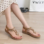Women'S Bohemian Beaded Retro Flat Flip-Flop Sandals 05650482C