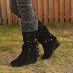 Women'S Autumn Winter Lace-Up Wedge Heel Snow Boots 59941453