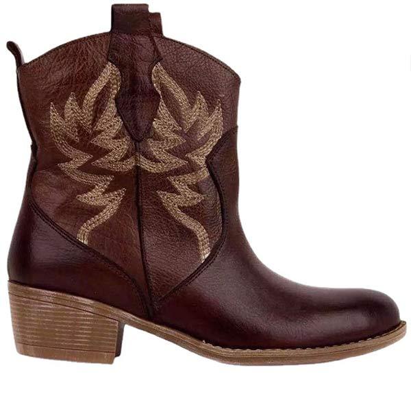 Women'S Embroidered Short Mid Heel Martin Boots 59345140C