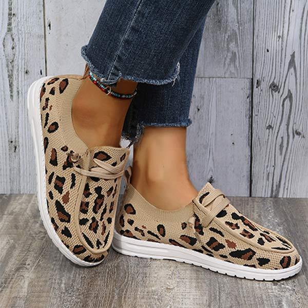 Women'S Fly Knit Leopard Slip-On Sneakers 08117026C