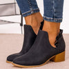 Women'S Black Short Chunky Heel Lace Martin Boots 64116845C