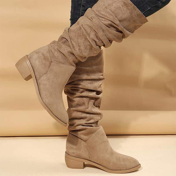 Women'S Suede Chunky Heel Pointed Toe Rider Boots 63196759C