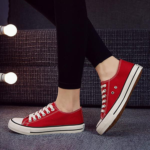 Women's Solid Color Breathable Comfortable Canvas Shoes 68097984C