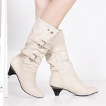 Women'S Autumn/Winter Soft Leather Mid Heel Boots 59801674