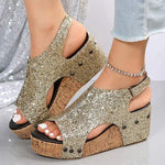 Women'S Wedge Fish Toe Platform Studded Sandals 83895984C