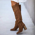 Women'S Over Knee Suede Block Heel High Heel Boots 78421913C