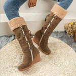 Women'S Cuffed Fluffy Platform Platform Wedge Boots 52971591C