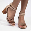 Women'S Rhinestone Strappy Chunky Heel Roman Sandals 80037735C
