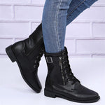 Women'S Vintage Lace Up Side Zip Martin Boots 01530057