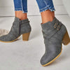 Women'S Cross Strap Fashion Chunky Heel Side Zip Martin Boots 23377232C