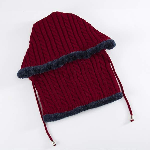 Knitted One-Piece Bib Wool Earmuff Hat 03553772C