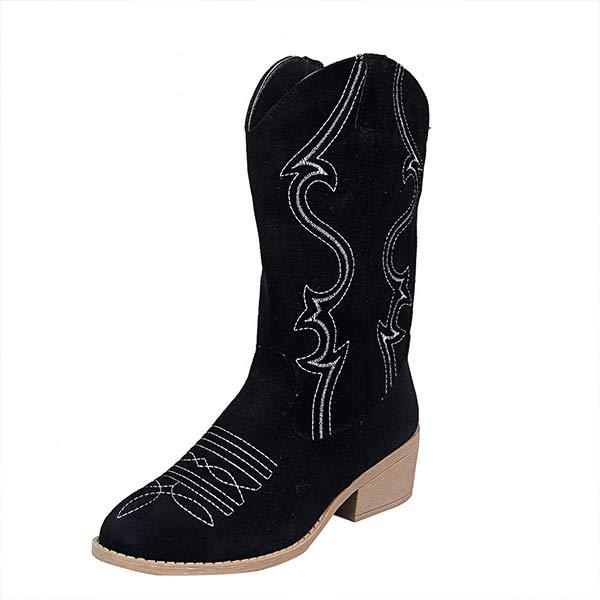 Women'S Chunky Mid Heel Cowboy Boots 93001281C