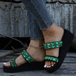 Women'S Rhinestone Fashion Platform Wedge Flip Flops 78543085C