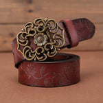 Women'S Vintage Embossed Leather Wide Belt 10538945C