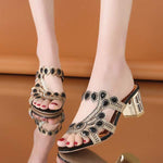Women'S Chunky Heel Rhinestone Sandals 53945481C