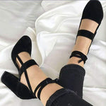 Women'S Chunky Heel Suede Ankle Strap High Heels 65254353C