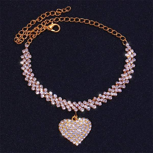 Beach Rhinestone Heart Anklet 50243492C