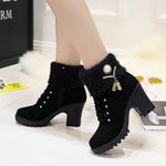 Women'S Rough-Heeled Lace-Up Rhinestone Woolly Boot 28875788C