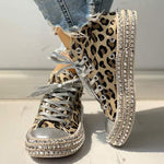 Women'S High Top Fashion Stud Leopard Print Espadrilles 36901966C